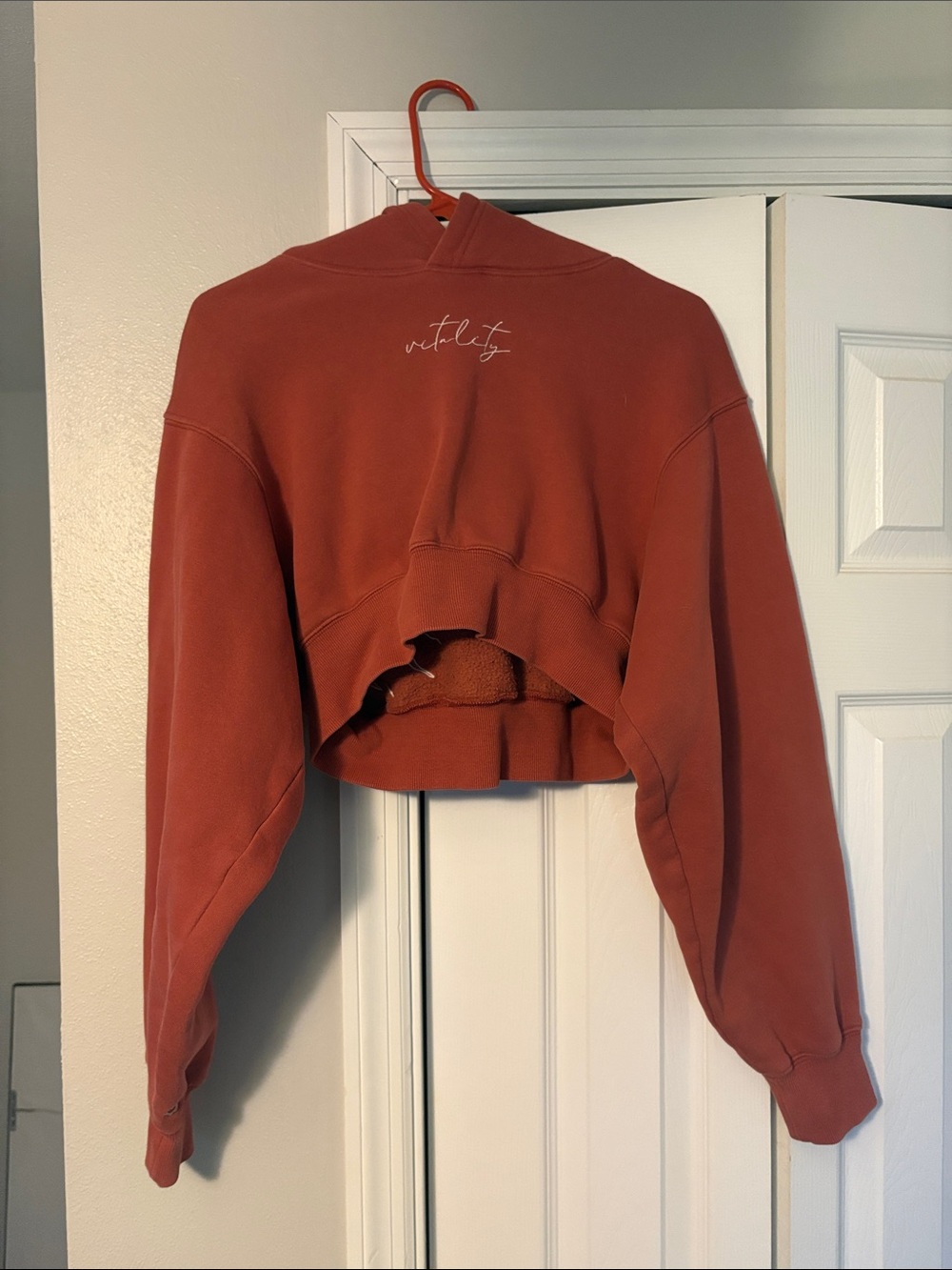 Cropped Rust Hoodie with Script Logo - Women